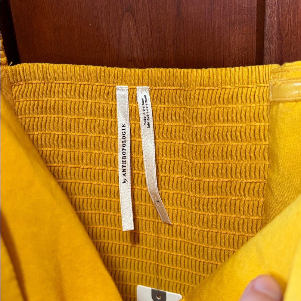 Anthropologie Yellow Ruffle One Shoulder Slim Midi dress NWT small - Picture 3 of 4
